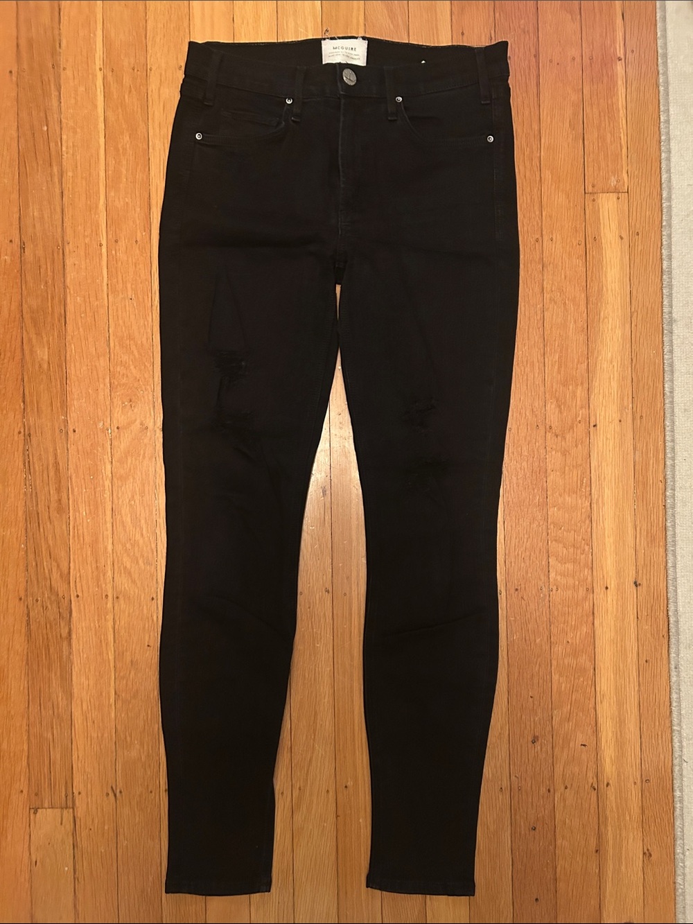McGuire Denim Black Skinny Jeans with Subtle Distress
